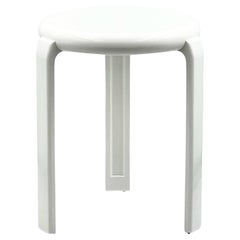 1980s Minimalist Stool in White Melamine by Metalplastica Lucchese, Italy