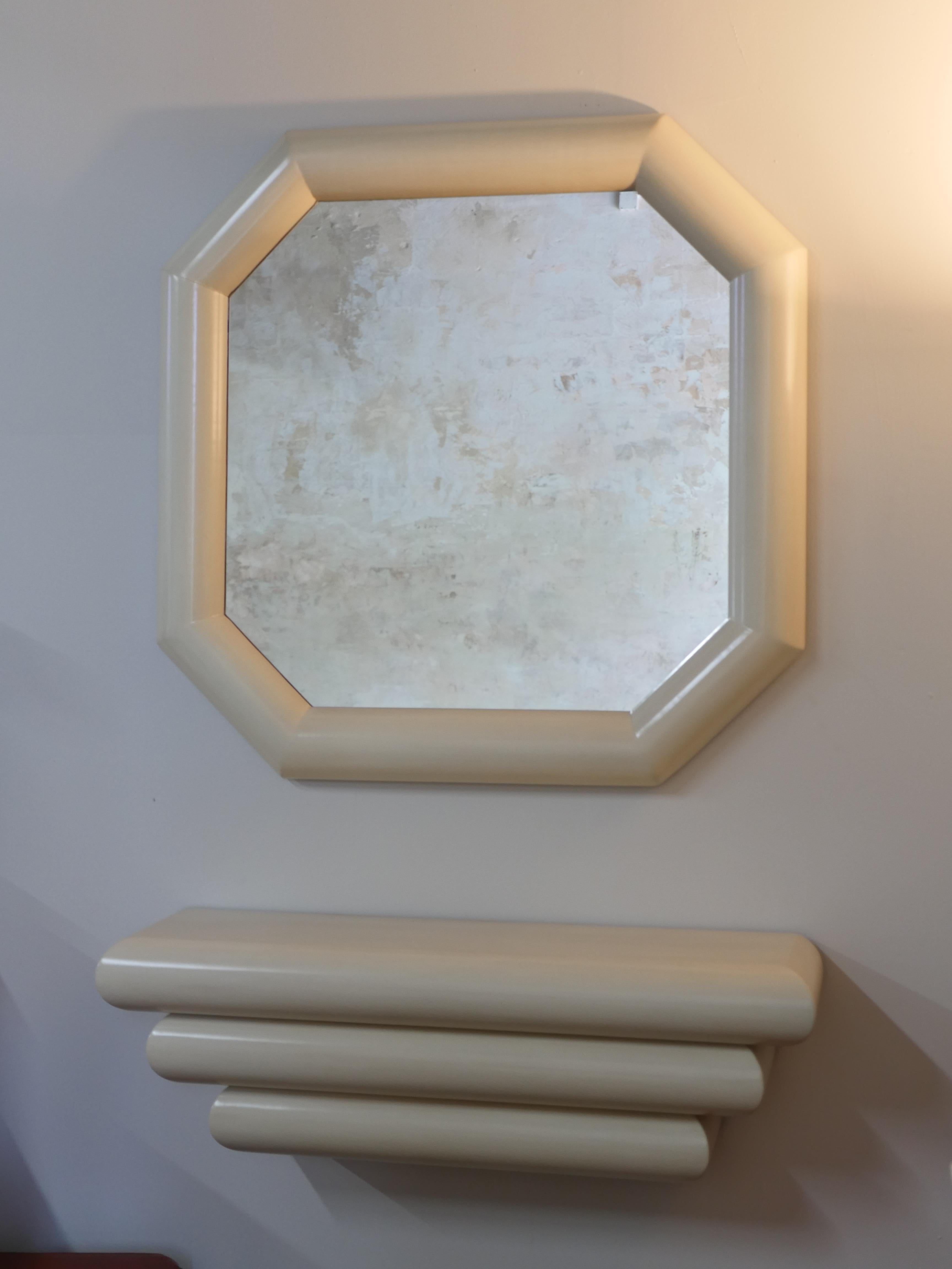 Post-Modern 1980s Postmodern Mirror and Floating Console Table 