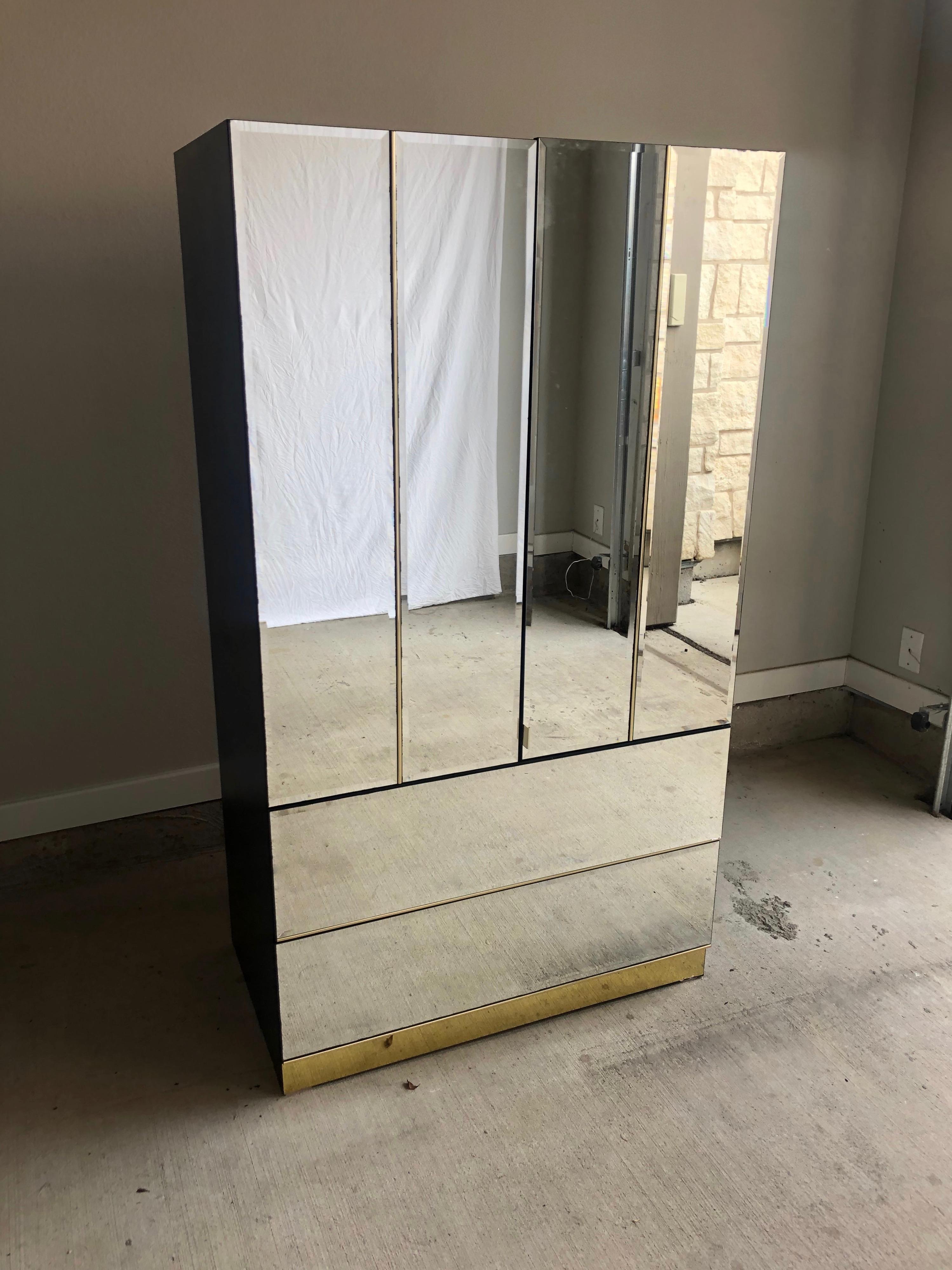 Modern 1980s Mirrored Armoire For Sale