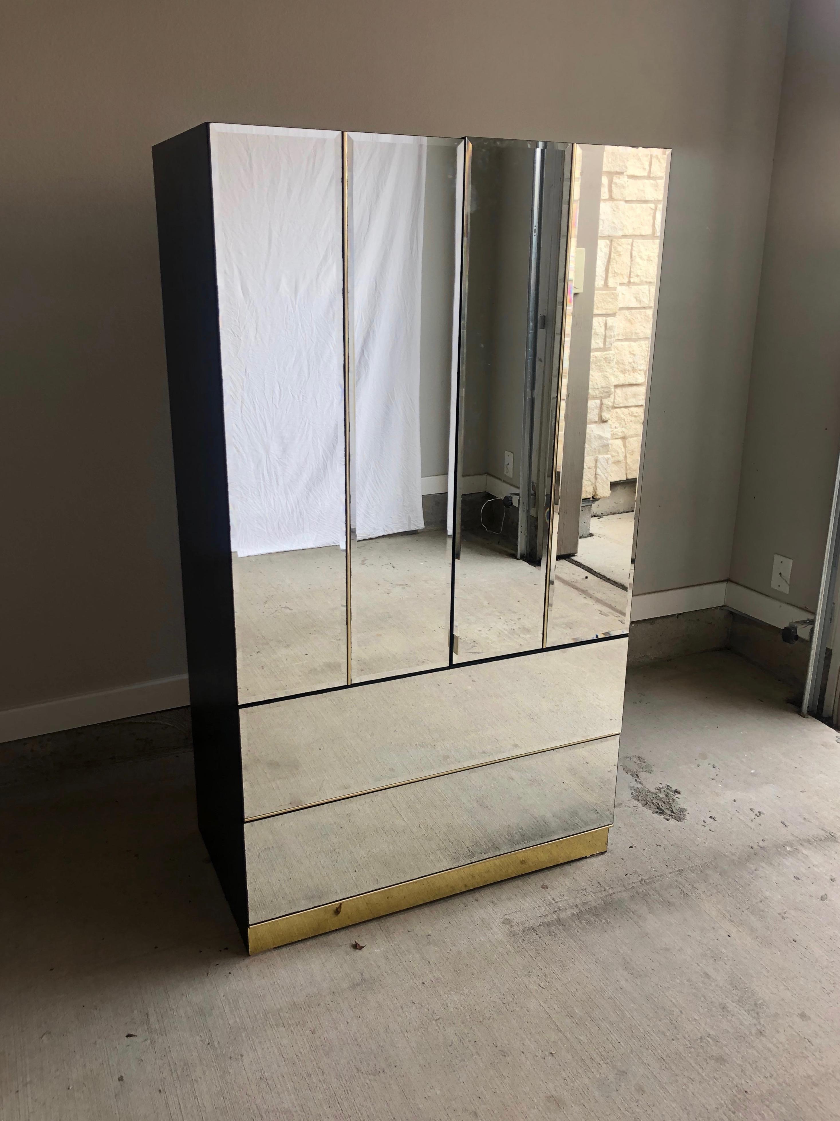 American 1980s Mirrored Armoire For Sale