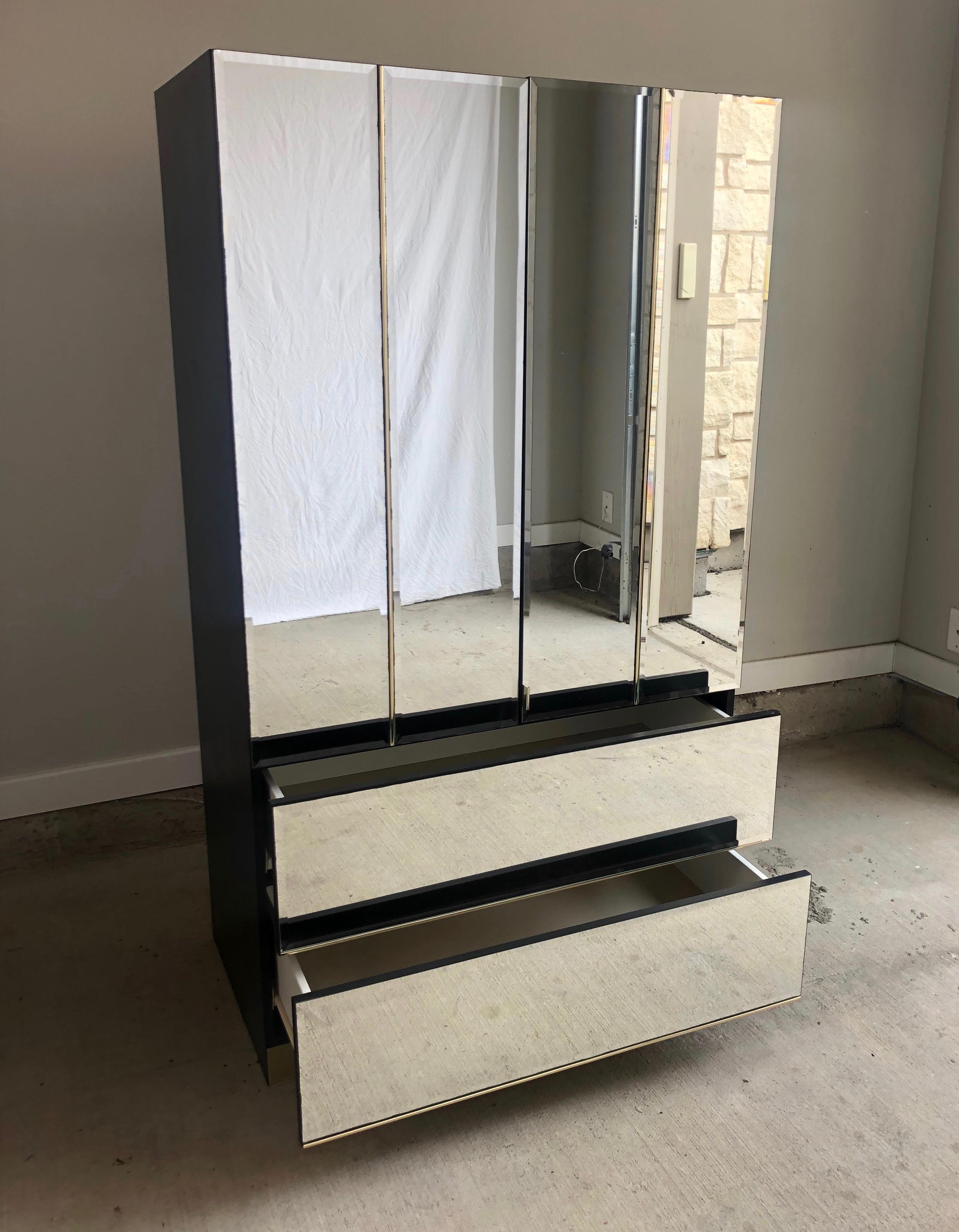 1980s Mirrored Armoire In Good Condition For Sale In Denton, TX