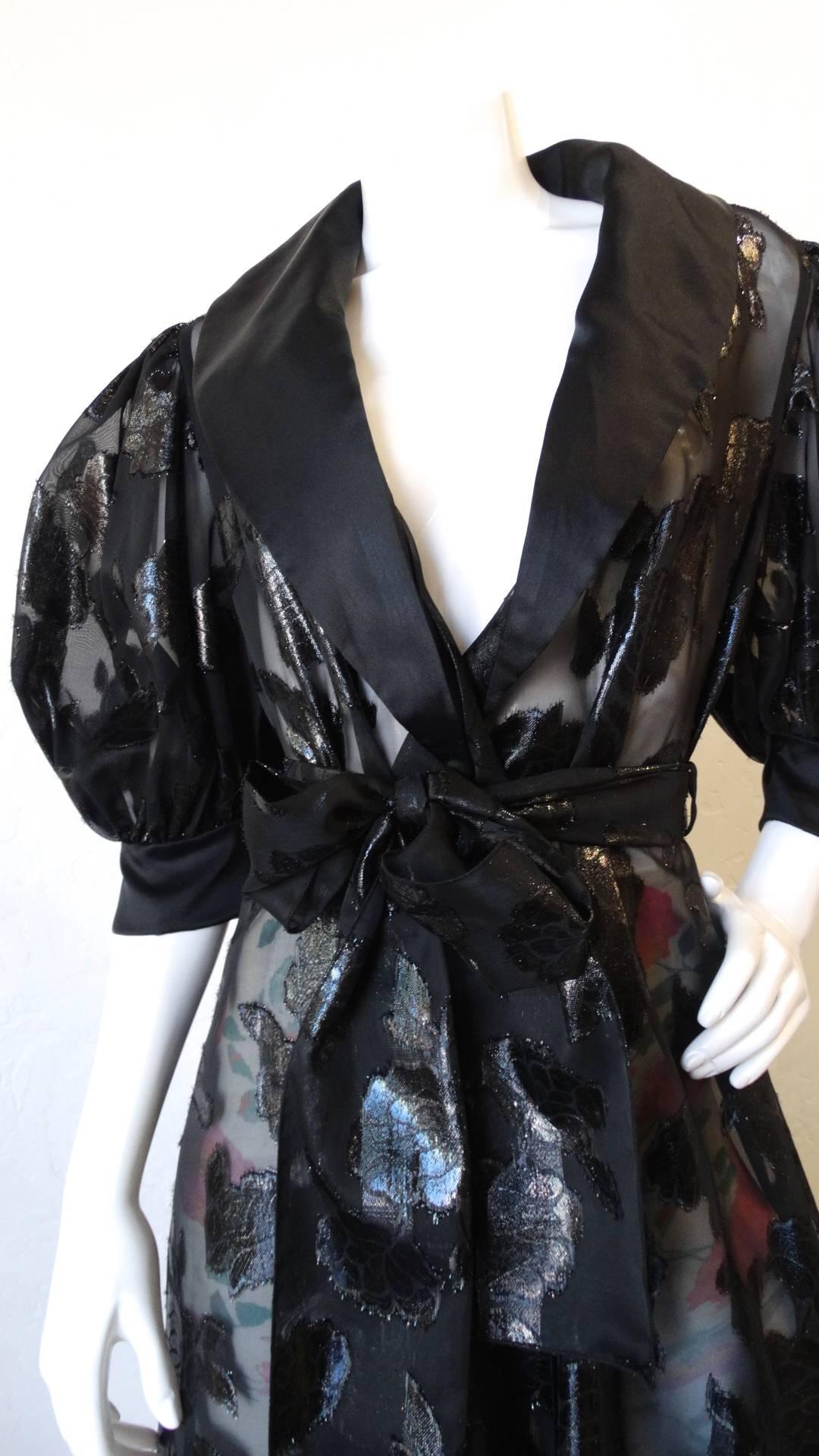 Miss Dior Balloon Sleeve Sheer Gown, 1980s  In Excellent Condition In Scottsdale, AZ