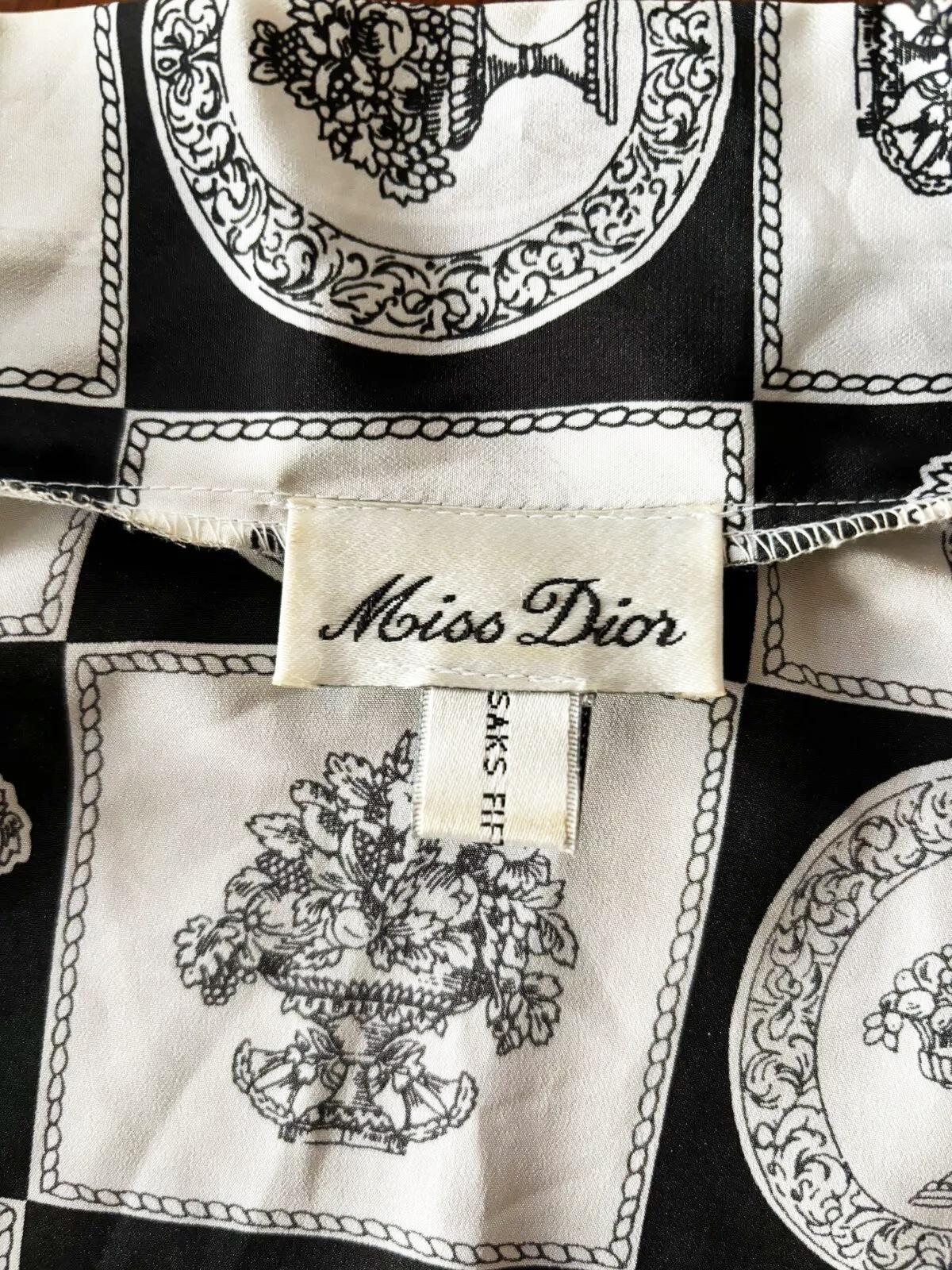 Gris Robe à carreaux Miss Dior pour Saks Fifth Avenue des années 1980 en vente