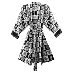 1980S Miss Dior for Saks Fifth Avenue Check Silk Dressing Gown