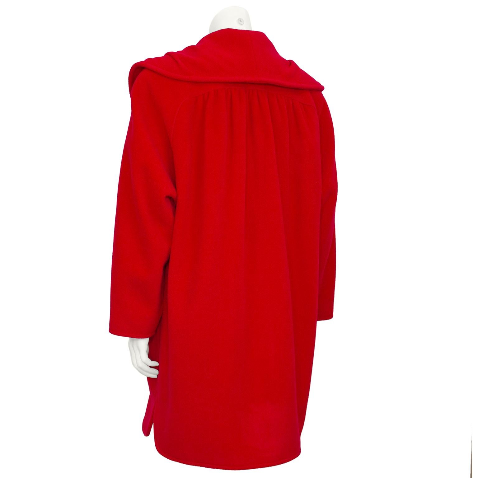 1980er Miss V Valentino Swing-Mantel aus roter Wolle  (Rot) im Angebot