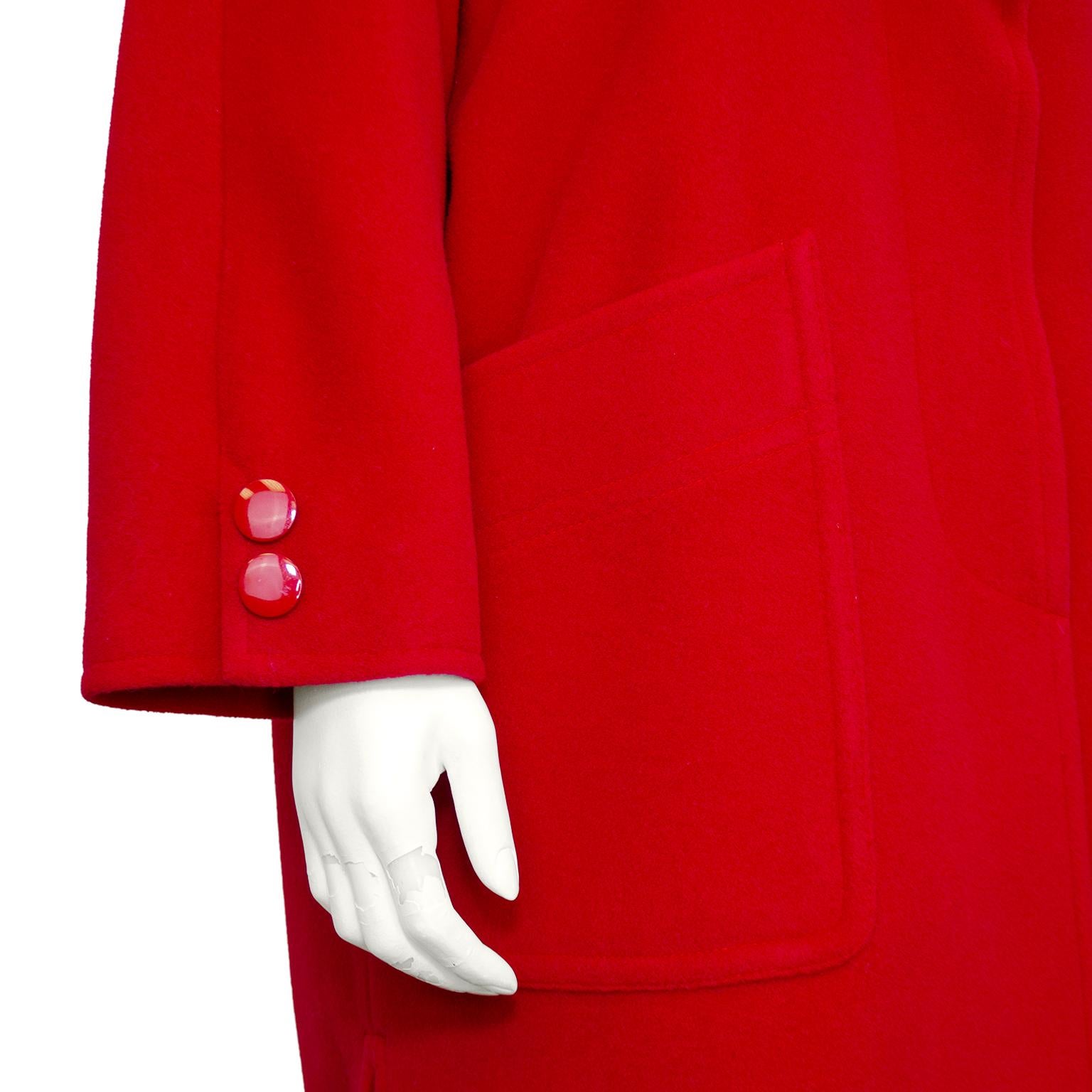 1980er Miss V Valentino Swing-Mantel aus roter Wolle  Damen im Angebot