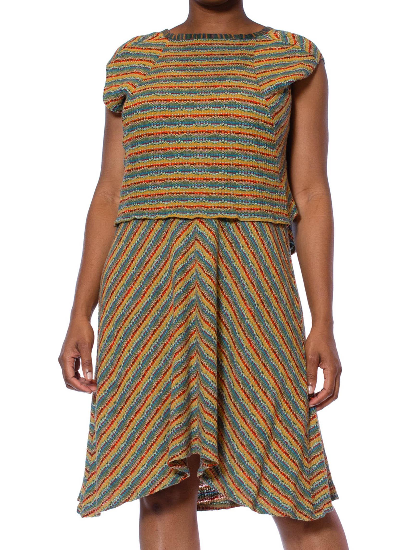 Women's 1980S MISSONI Earth Tone Wool Blend Knit Dress With Matching Vest