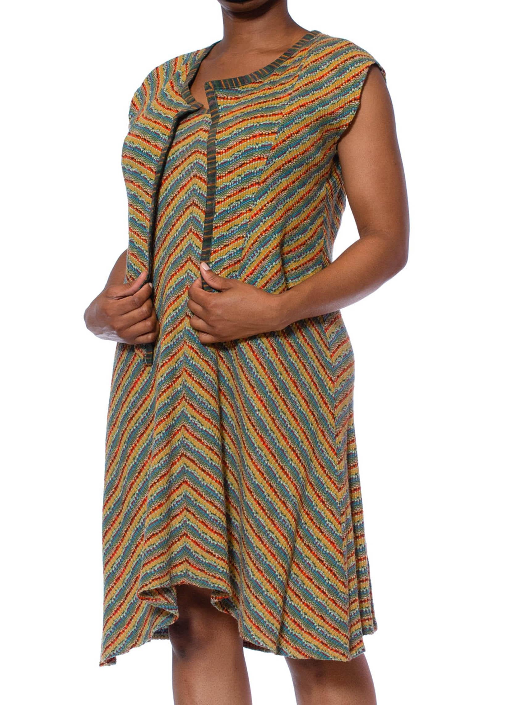 1980S MISSONI Earth Tone Wool Blend Knit Dress With Matching Vest 2