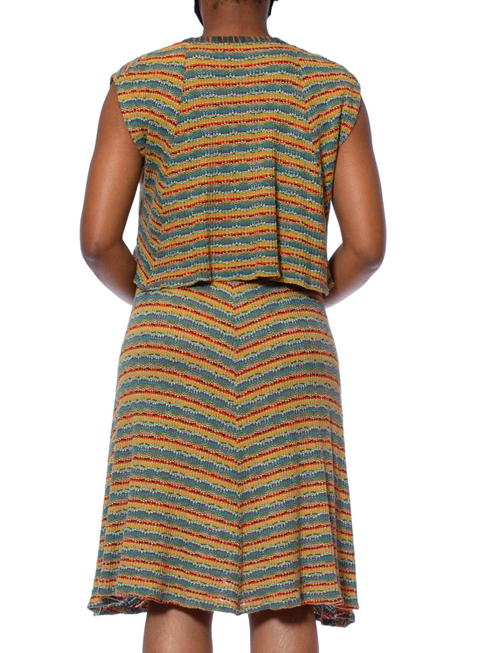 1980S MISSONI Earth Tone Wool Blend Knit Dress With Matching Vest 3
