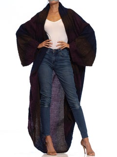 1980S MISSONI Eggplant Purple & Blue Mohair Blend Over Sized Cocoon CoatDuster