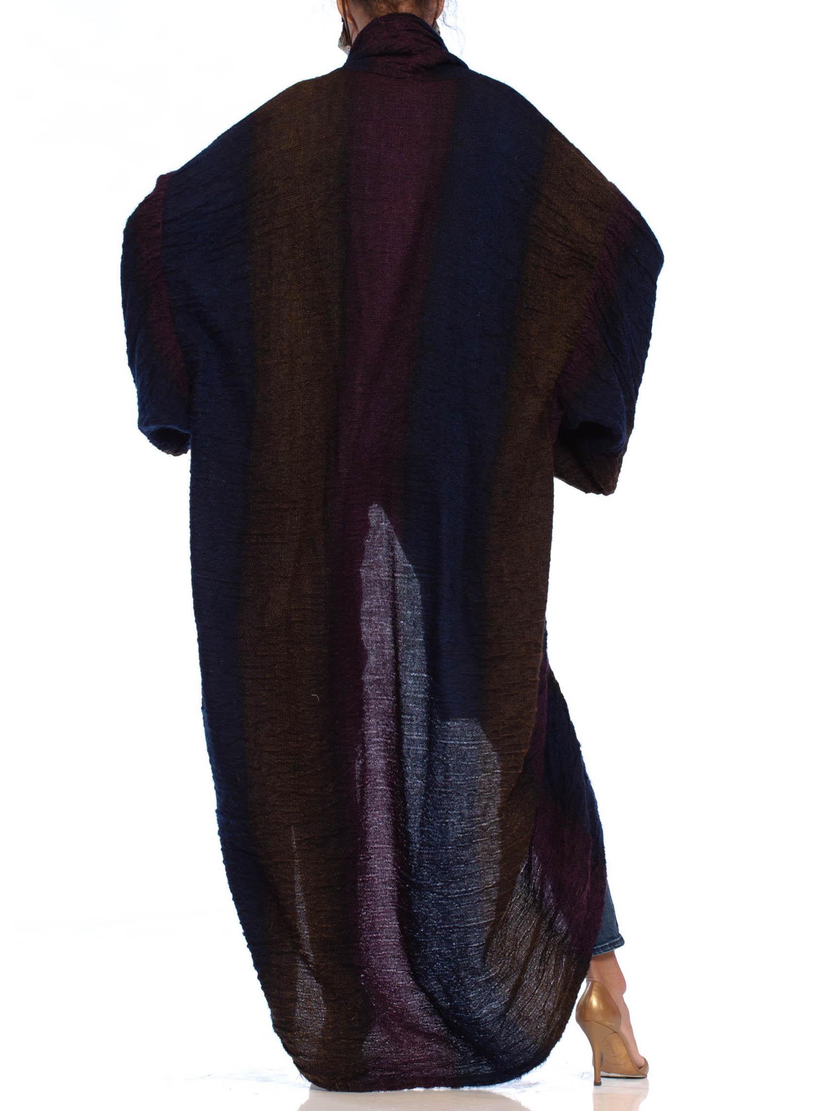 1980S MISSONI Eggplant Purple & Blue Mohair Blend Over Sized Cocoon CoatDuster In Excellent Condition In New York, NY