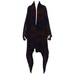 Manteau cocon MISSONI des années 1980 en mélange de mohair violet aubergine et bleu surdimensionné