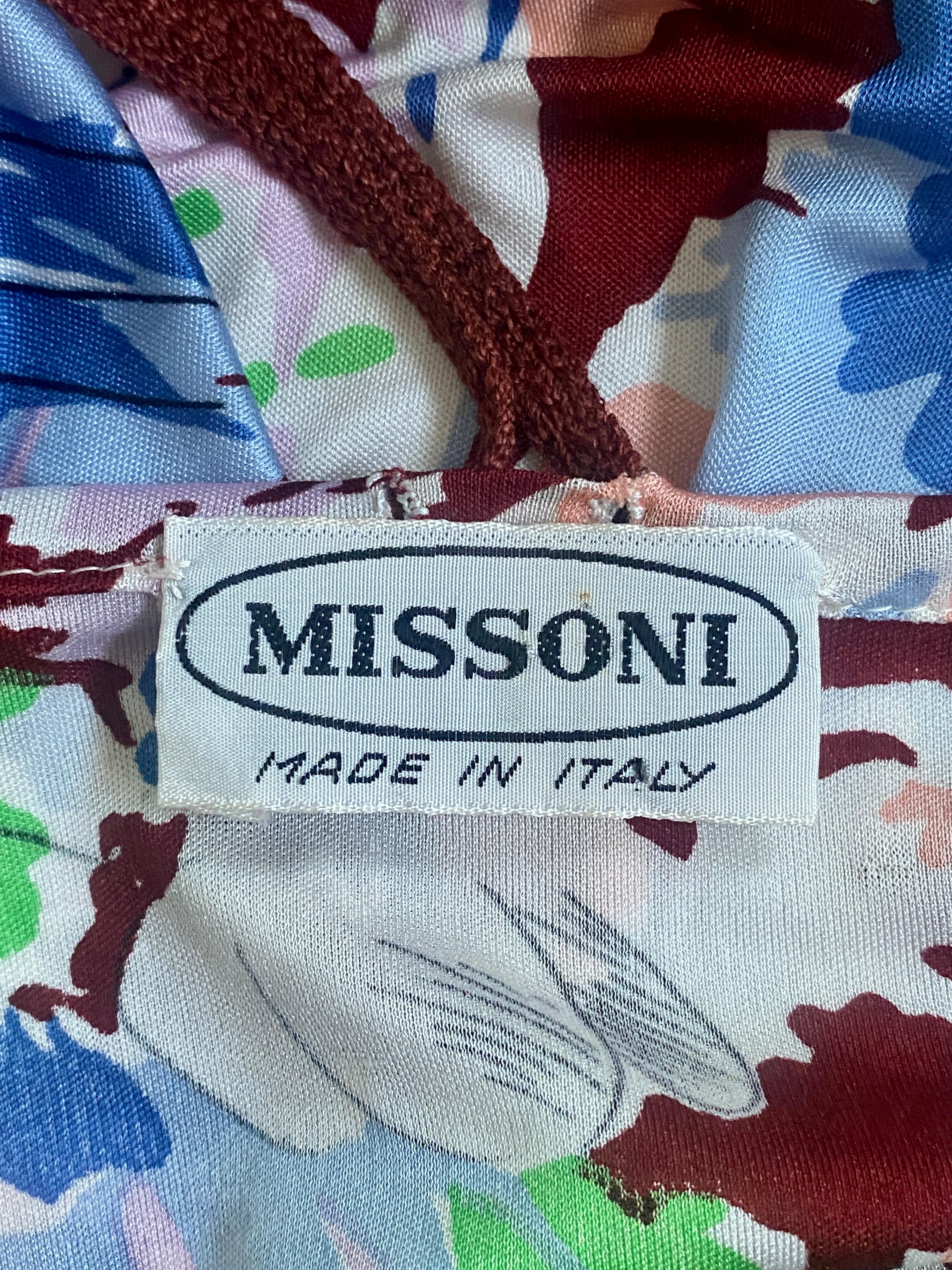 1980s Missoni Floral Silk Jersey Dress Suit For Sale 2