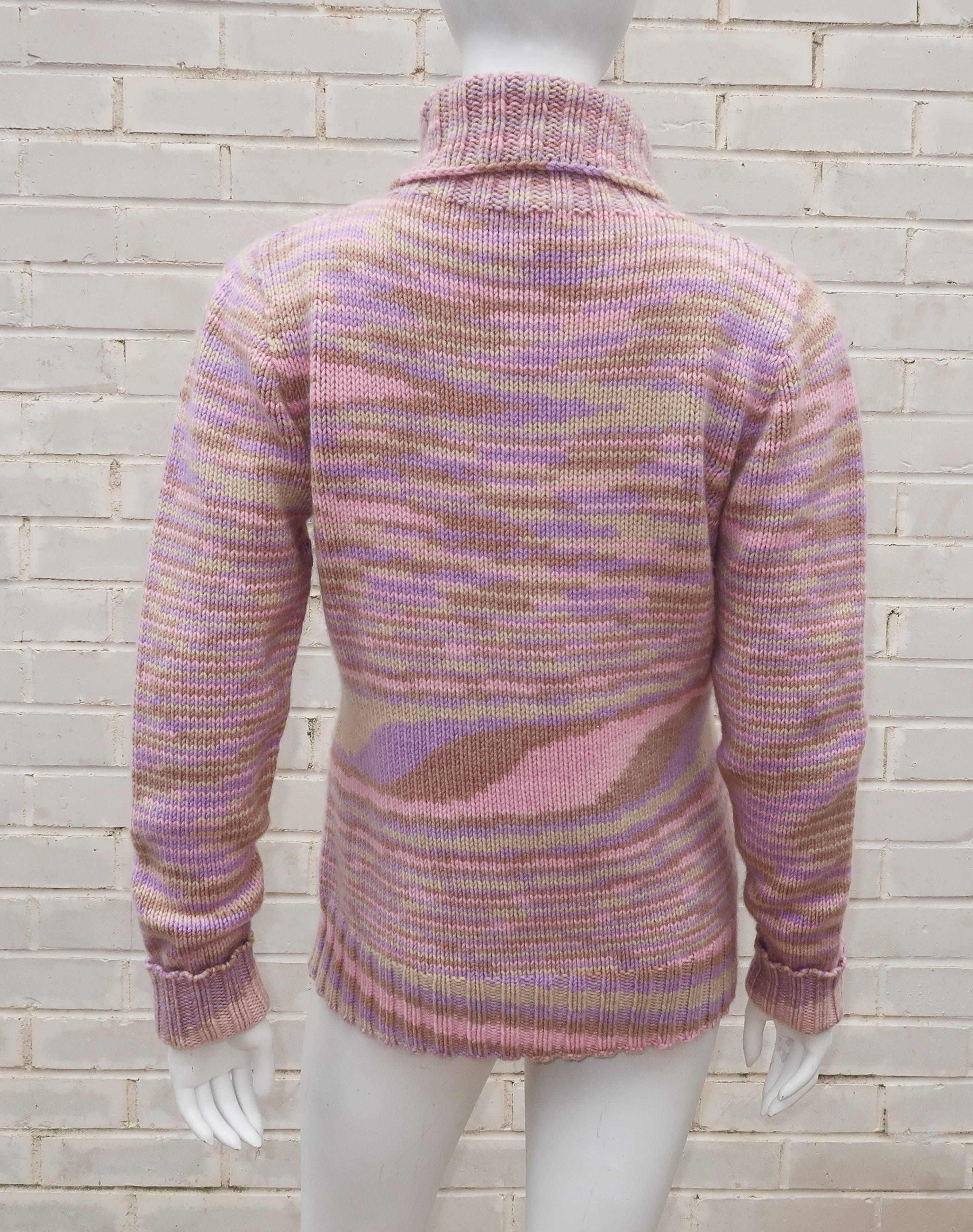 1980’s Missoni Pastel Cashmere Op Art Turtleneck Sweater 2