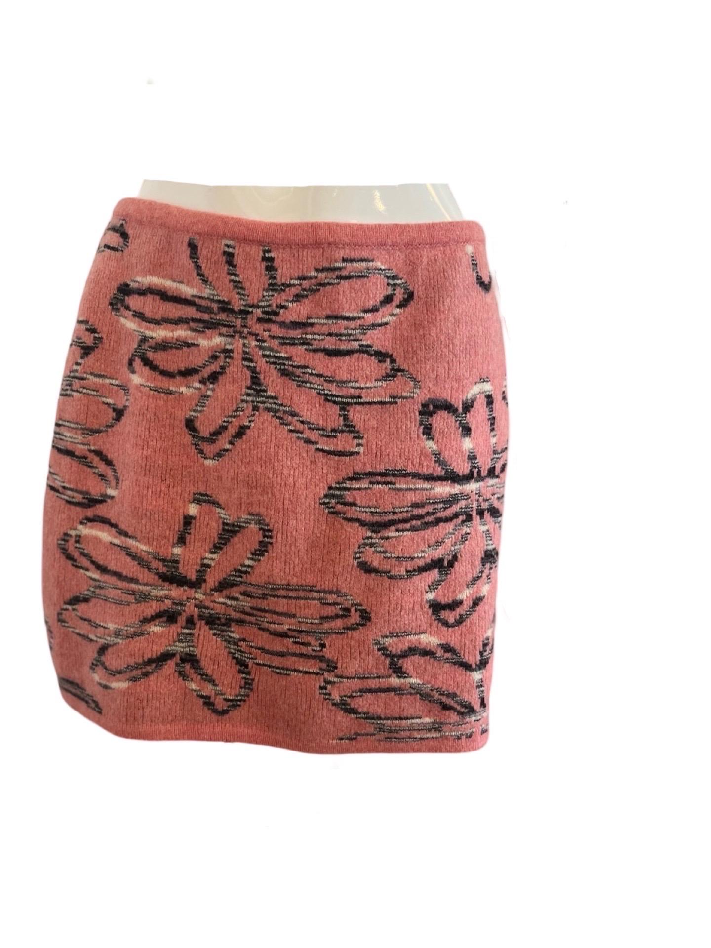 1980s Missoni Sport Knit Pink Floral Suit In Good Condition For Sale In Miami, FL