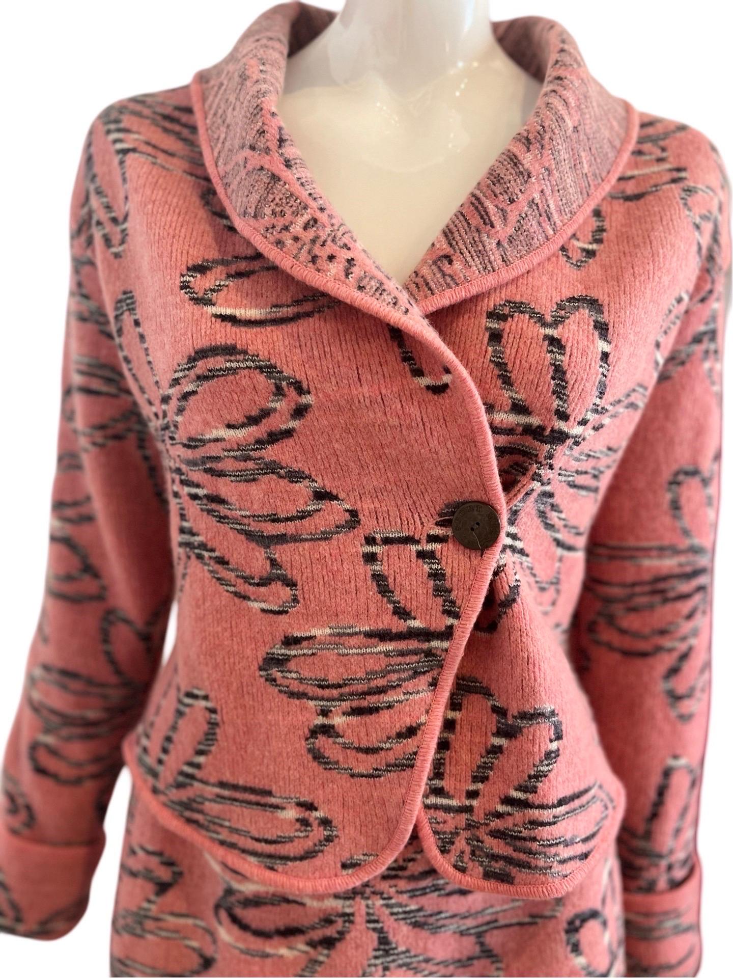 Women's 1980s Missoni Sport Knit Pink Floral Suit For Sale