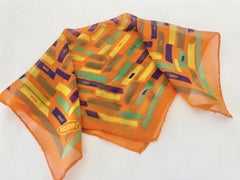 Vintage-Halstuch von Missoni aus den 1980er Jahren: geometrisches Muster, orangefarbene Seidenorganza