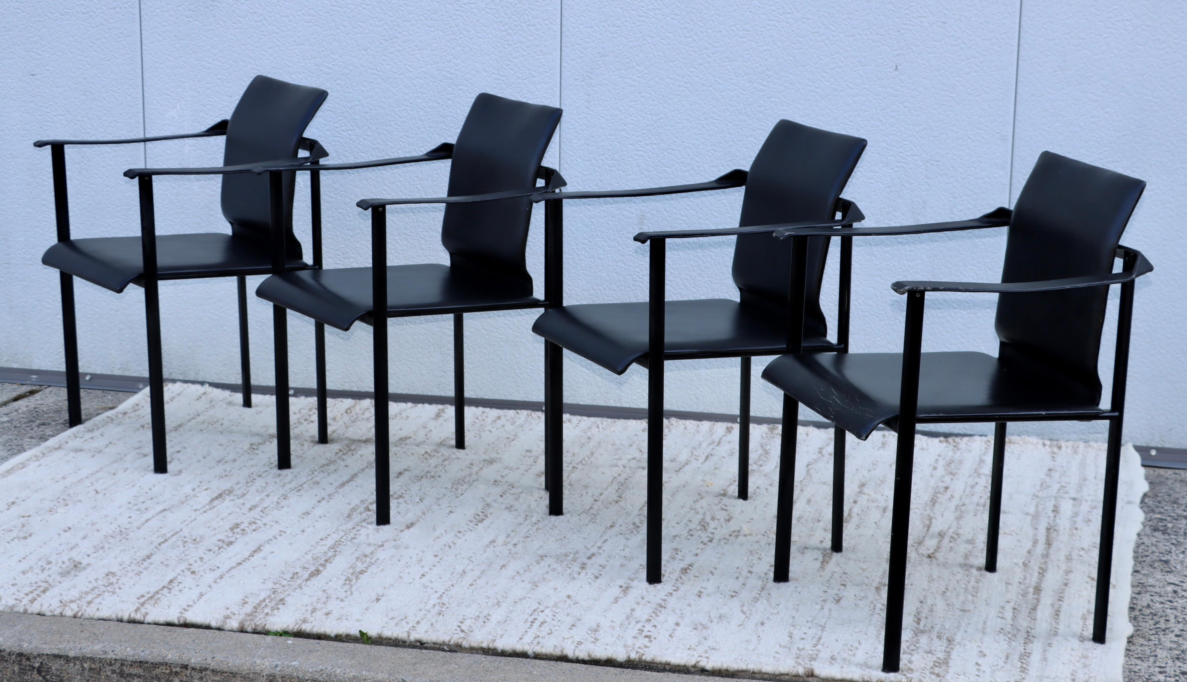 Mid-Century Modern 1980's Mobel Italia Sculptural Leather Dining Chairs