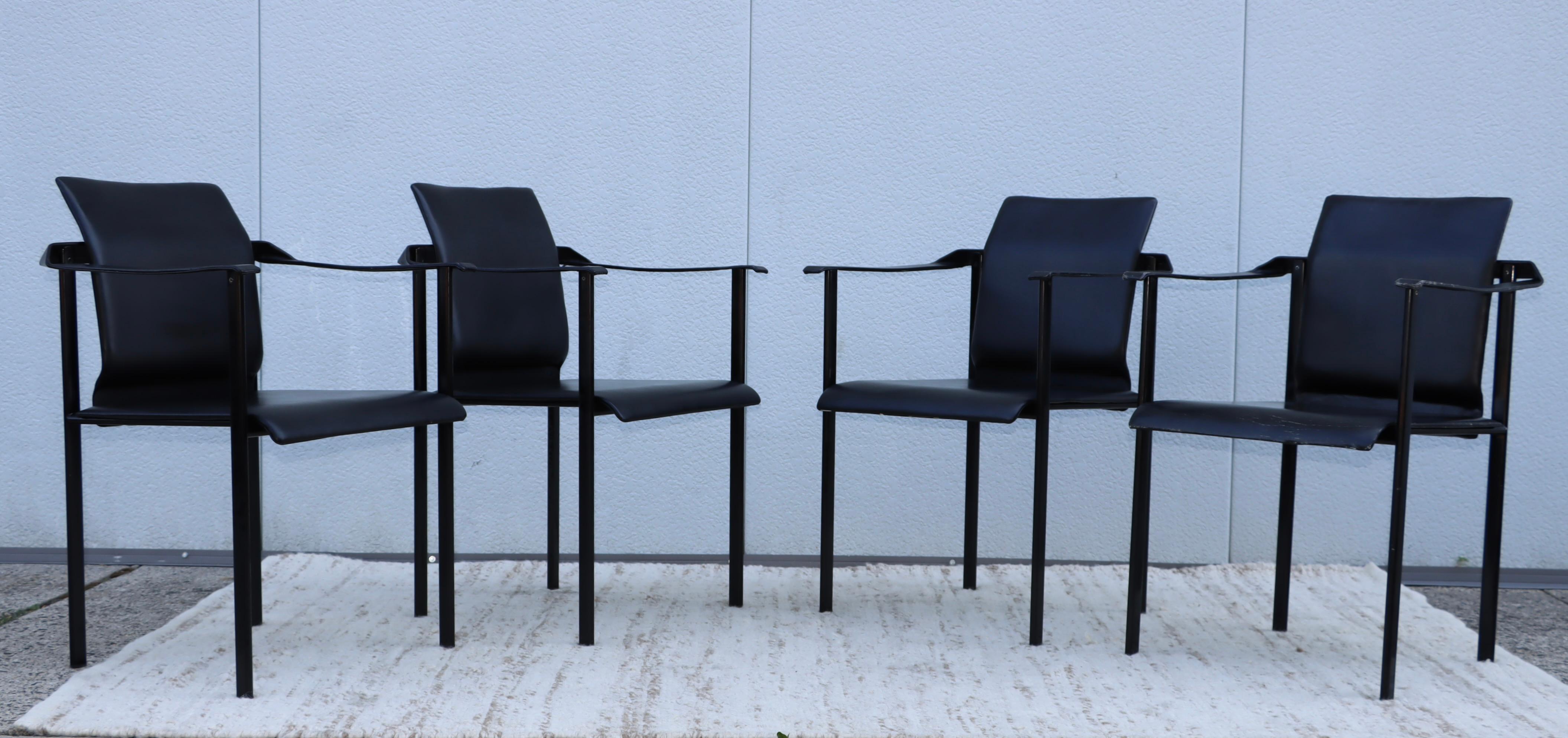 Italian 1980's Mobel Italia Sculptural Leather Dining Chairs