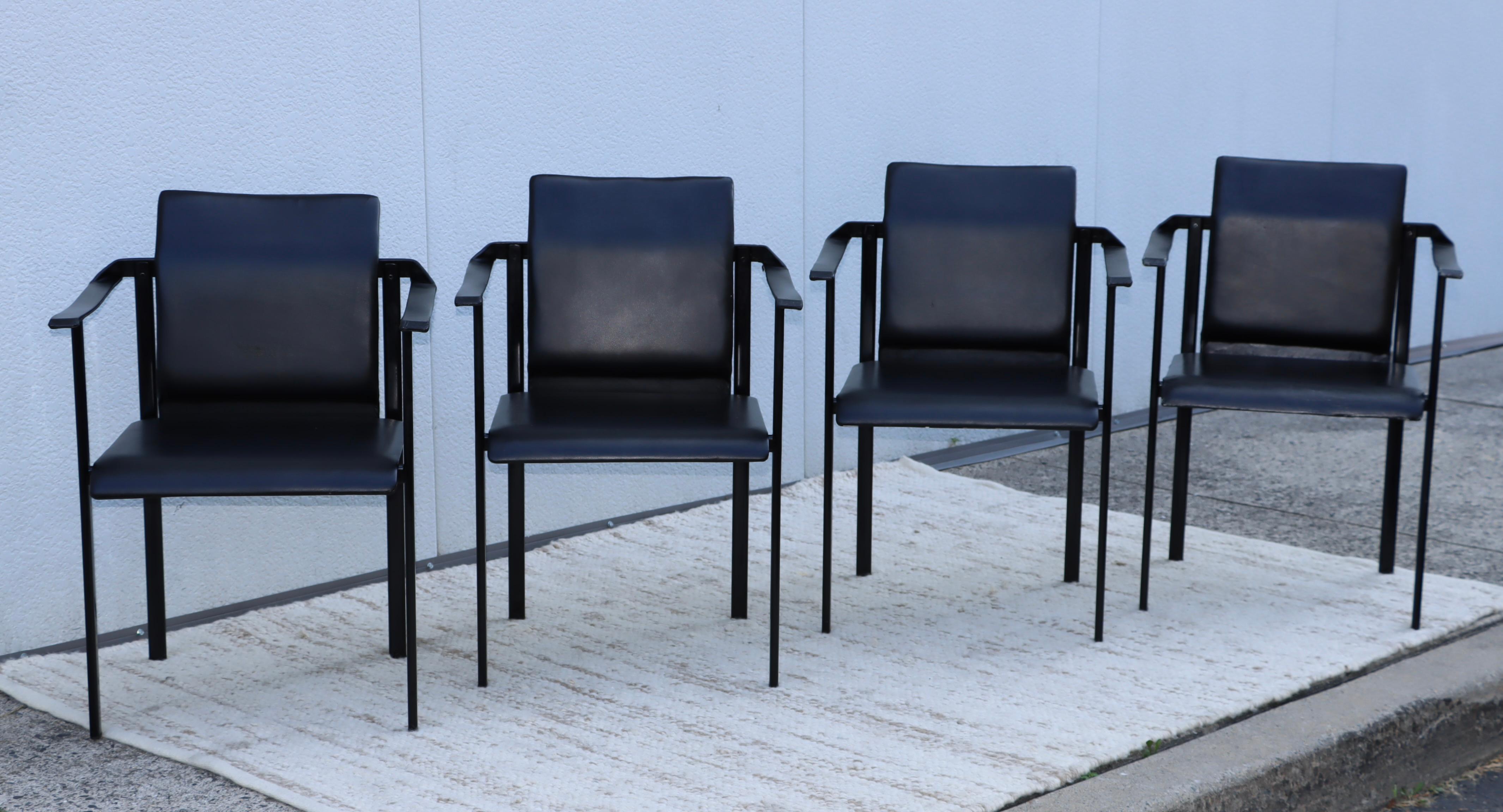 1980's Mobel Italia Sculptural Leather Dining Chairs In Good Condition In New York, NY
