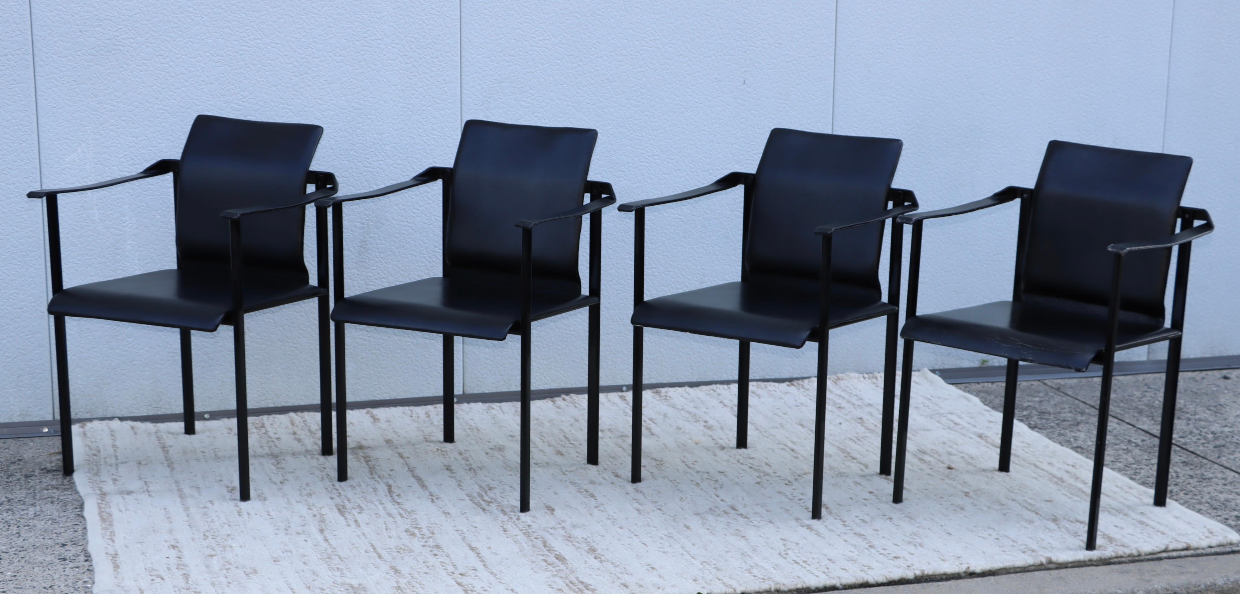 Late 20th Century 1980's Mobel Italia Sculptural Leather Dining Chairs