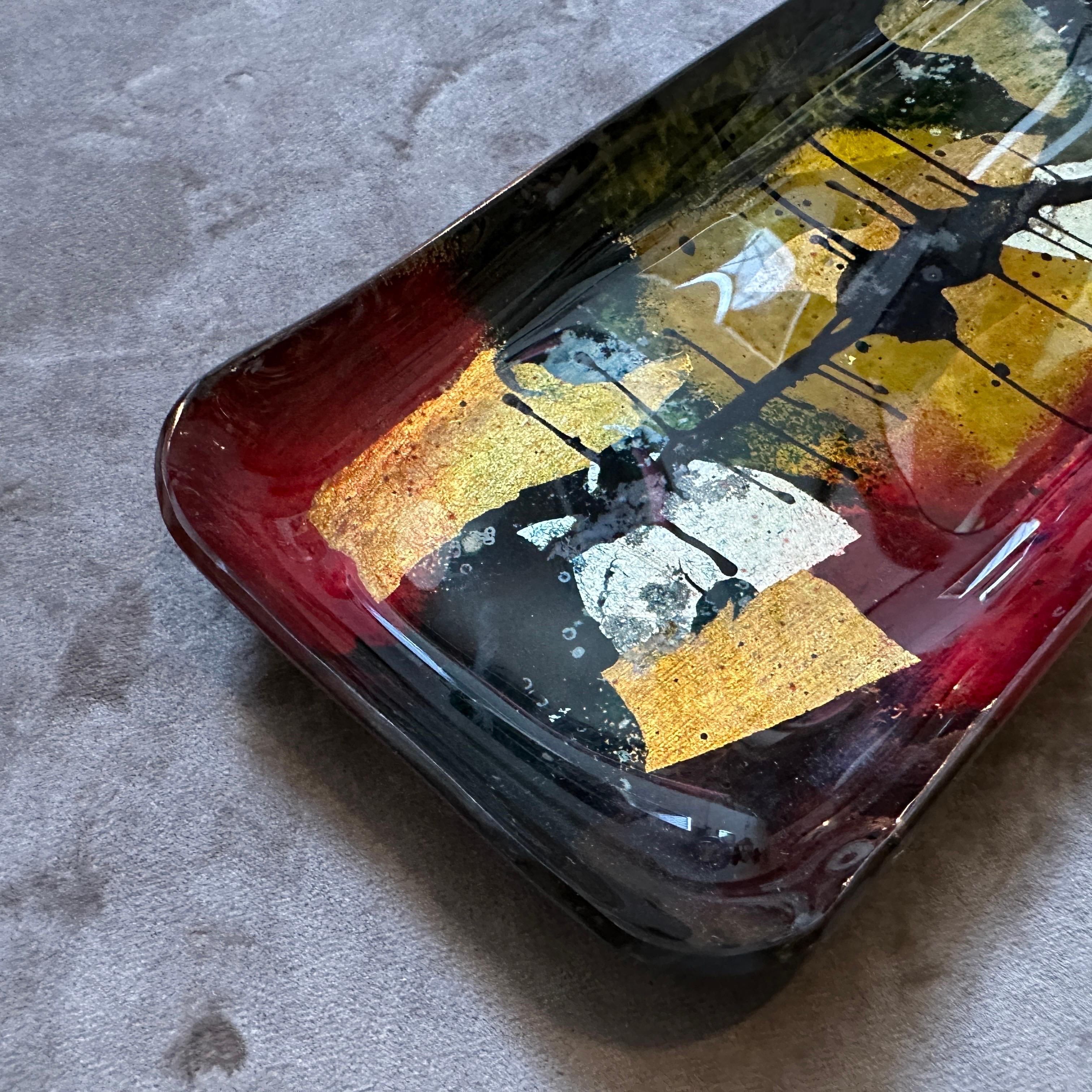 Vide Poche rectangular de cristal esmaltado abstracto moderno de los años 80 by Ginori en venta 6