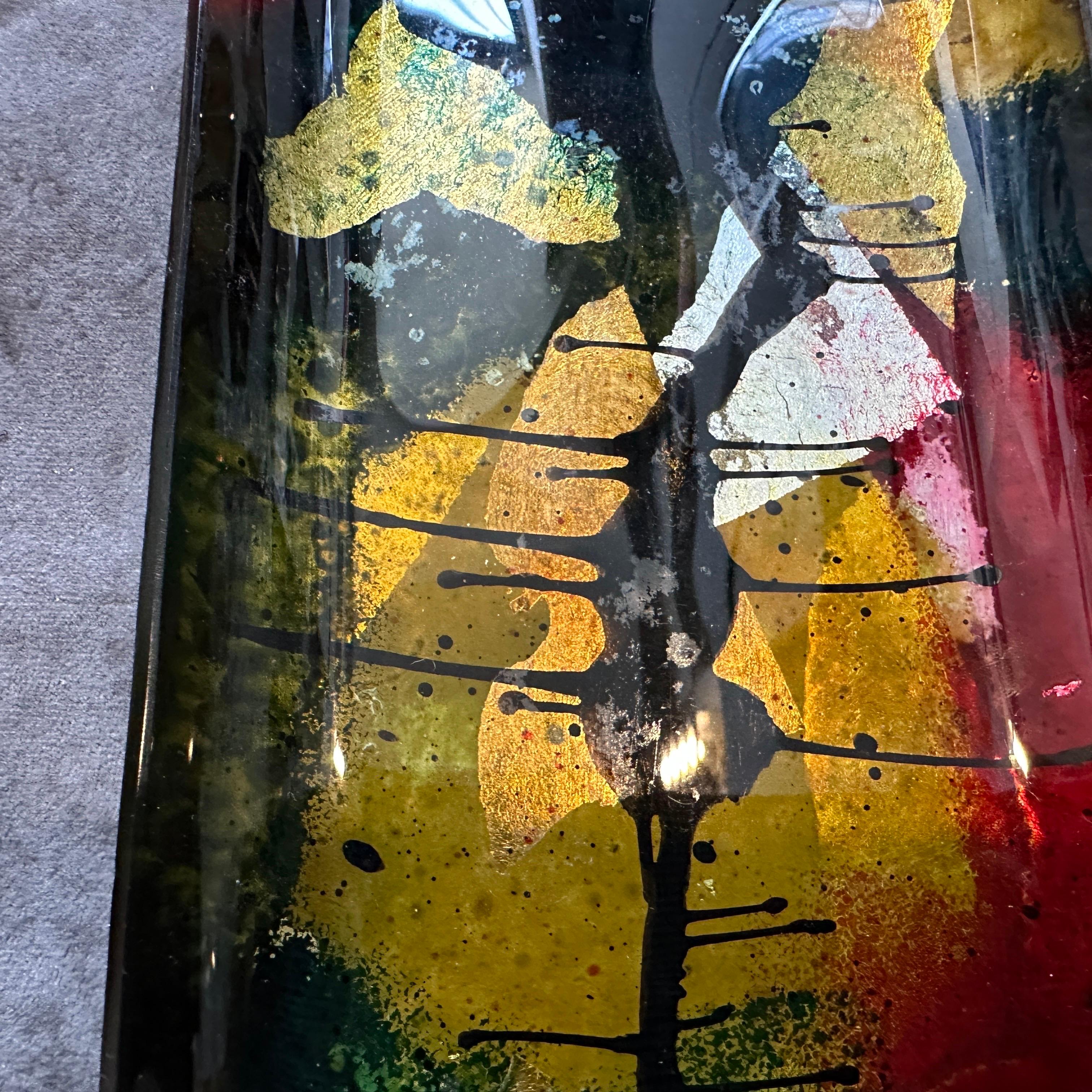 Vide Poche rectangular de cristal esmaltado abstracto moderno de los años 80 by Ginori Vidrio artístico en venta