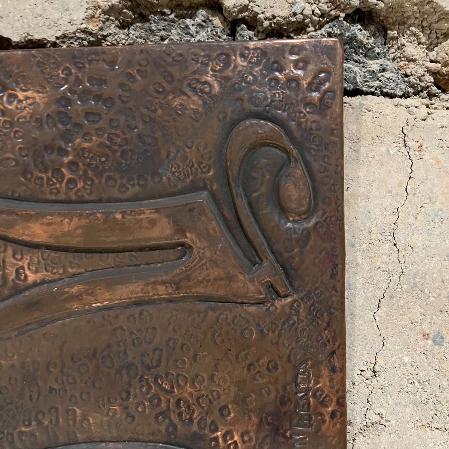Metal Art astratto degli anni '80 con smalto di rame martellato firmato In condizioni buone a Chula Vista, CA