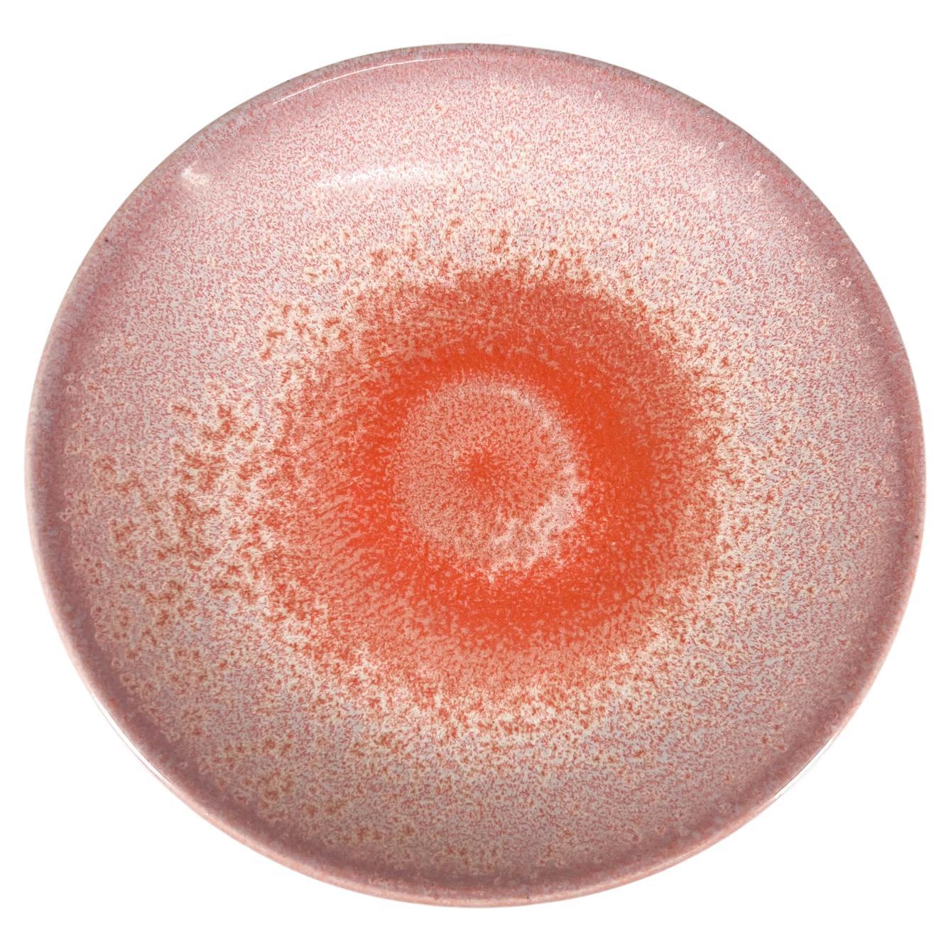 1980 The Moderns Abstract Pink Splatter Decorative Dish Stoneware Pottery Plate (assiette en grès)