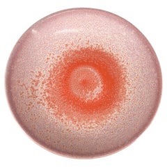 1980s Modern Abstract Pink Splatter Decorative Dish Stoneware Pottery Plate