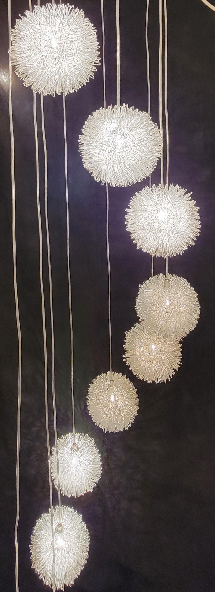 1980s Modern Aluminum Wire Hanging Pendant Lights For Sale 5