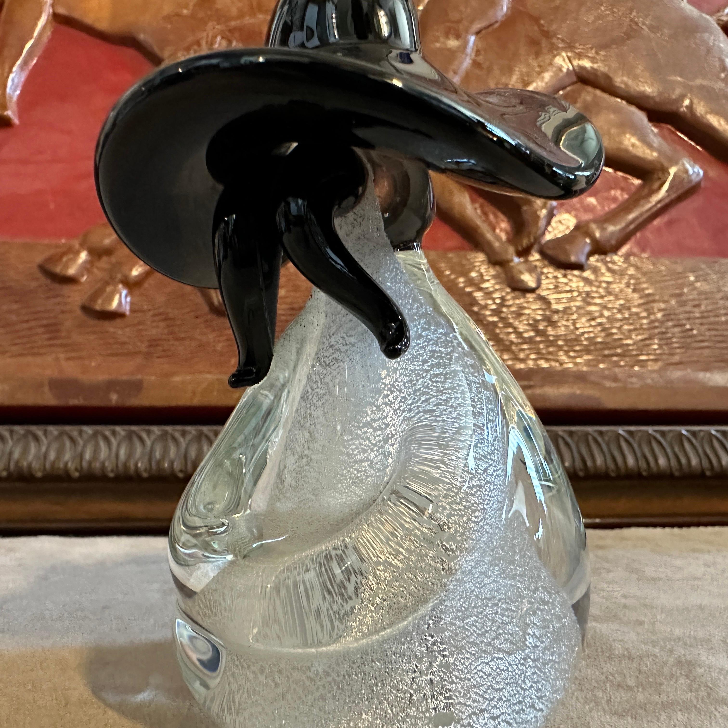 Italian 1980s Modern Black and White Murano Glass Figure of a Mexican For Sale