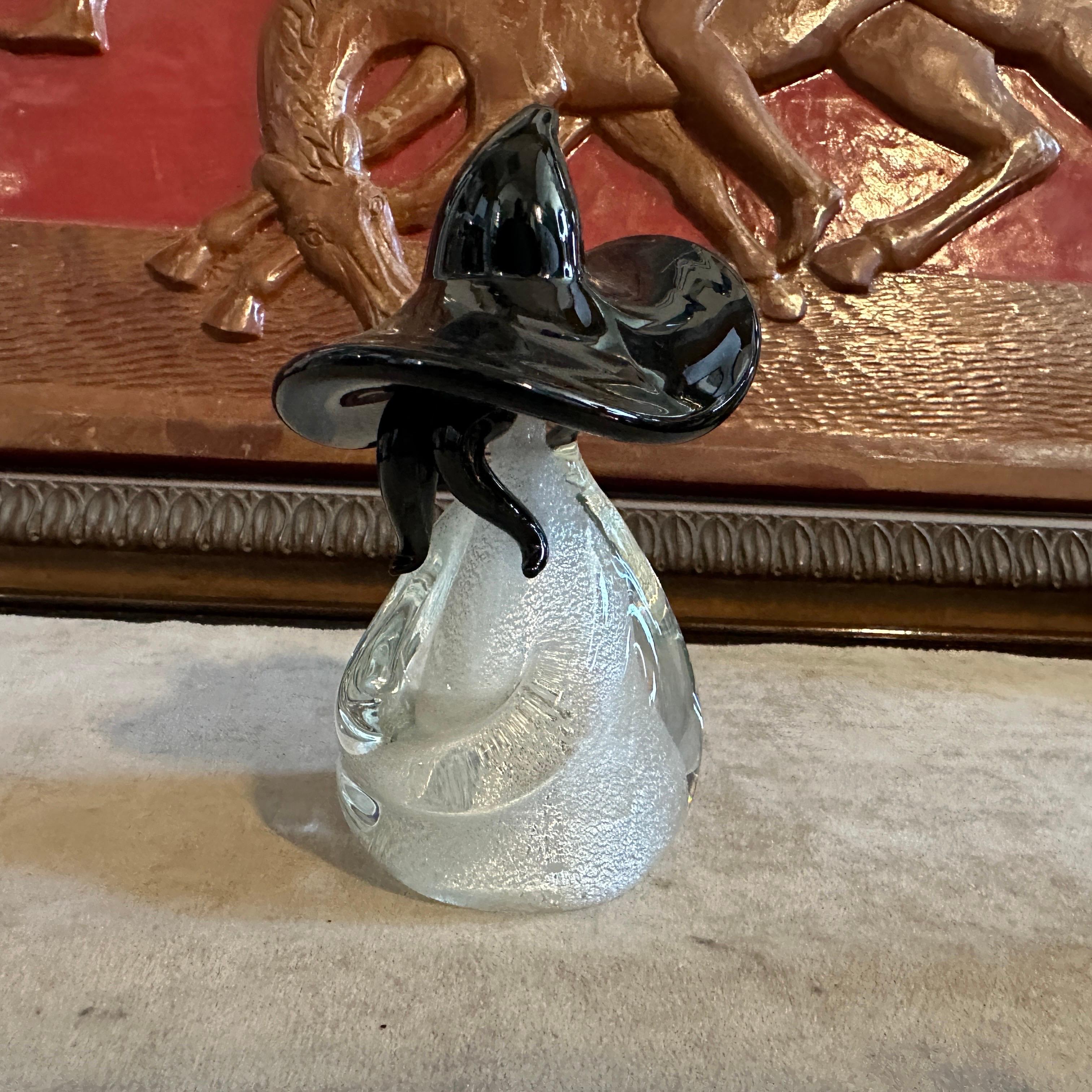 Hand-Crafted 1980s Modern Black and White Murano Glass Figure of a Mexican For Sale