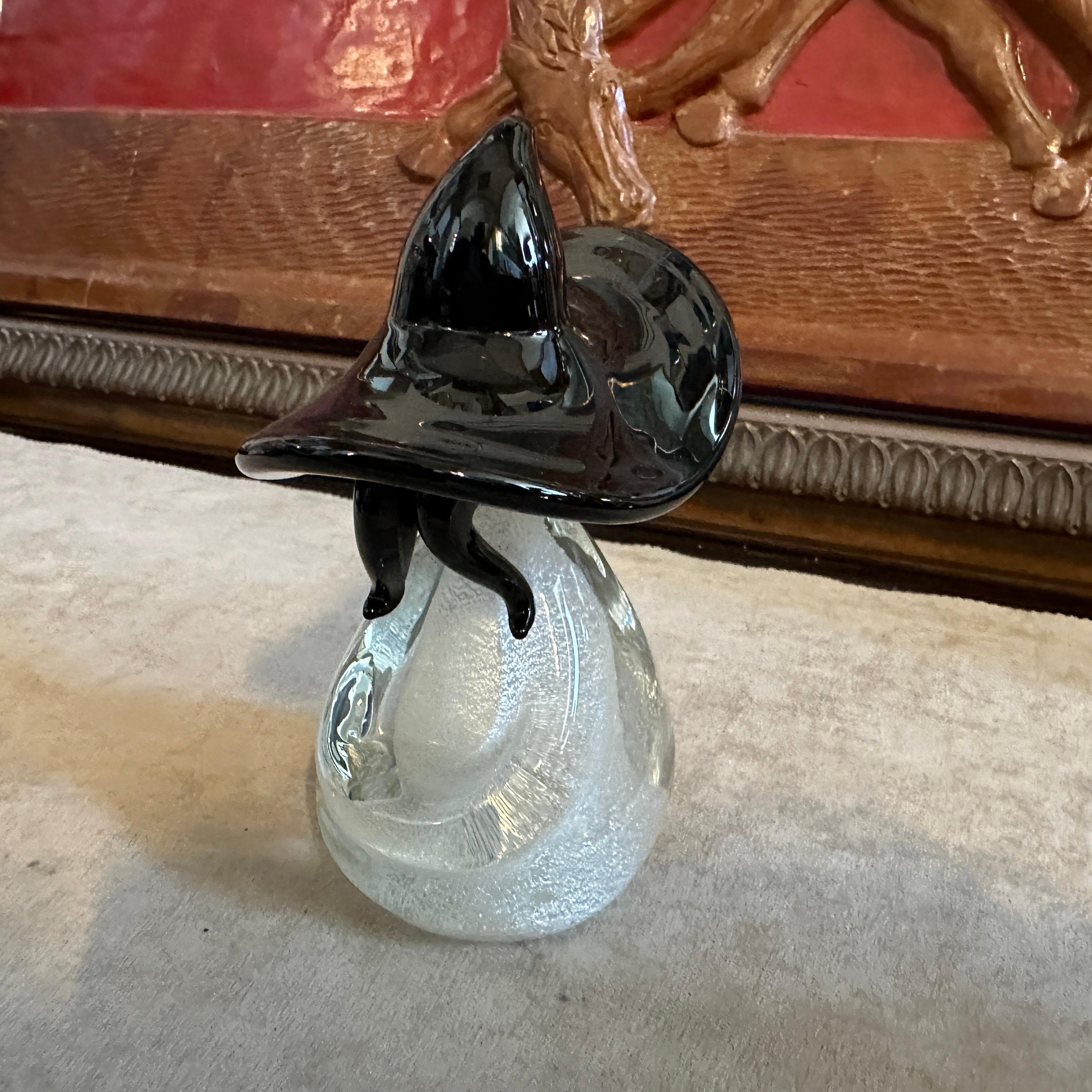 20th Century 1980s Modern Black and White Murano Glass Figure of a Mexican For Sale