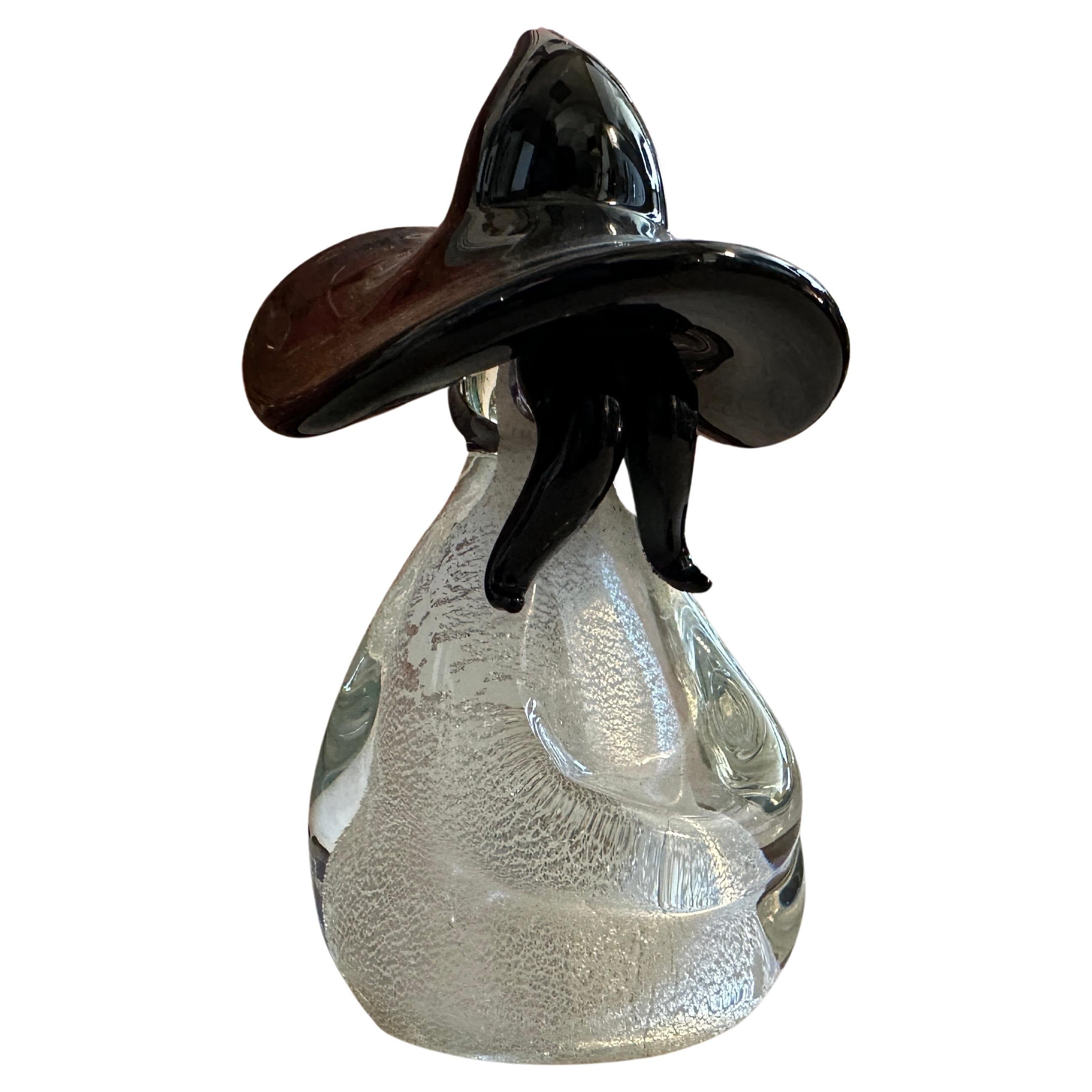 1980s Modern Black and White Murano Glass Figure of a Mexican For Sale