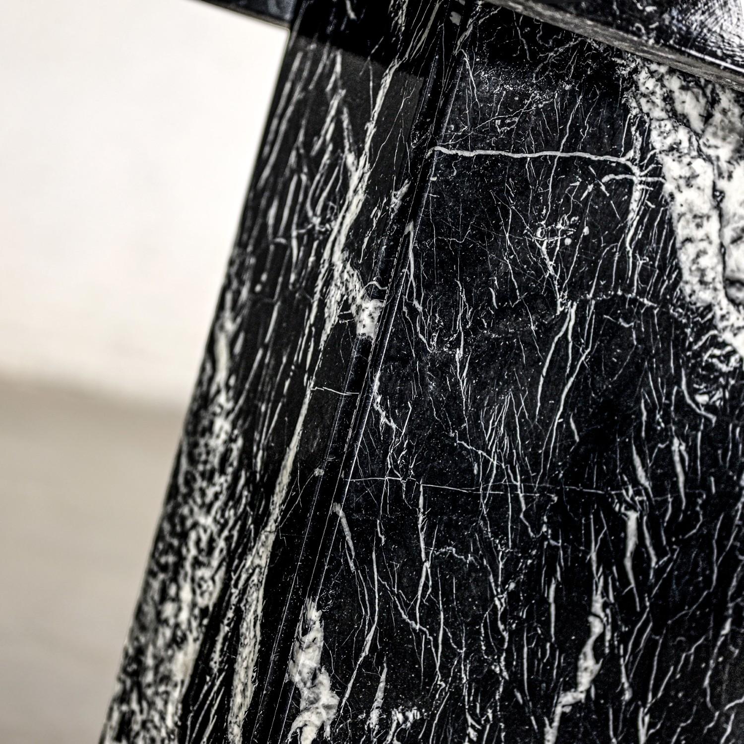 1980’s Modern Black Marble Pedestal Base Sofa or Console Table Style of Ello For Sale 5