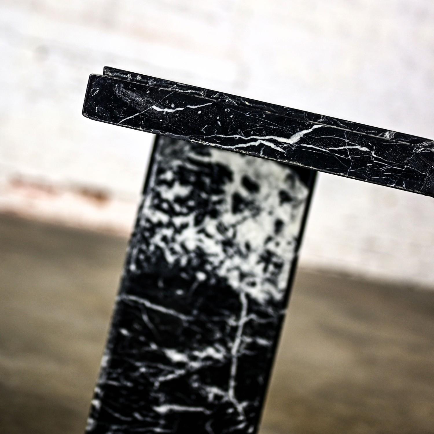 1980’s Modern Black Marble Pedestal Base Sofa or Console Table Style of Ello For Sale 1