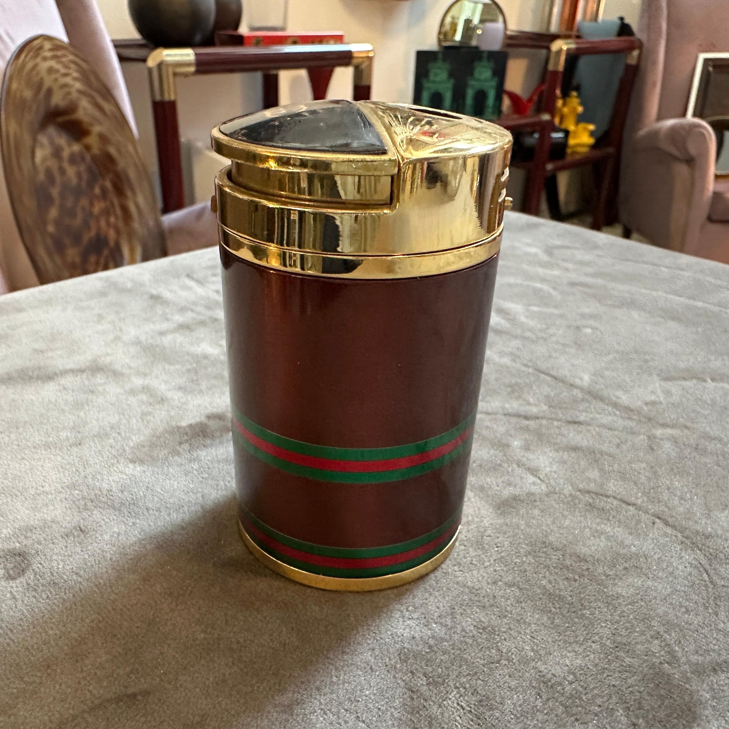1980s Modern Brass and Lacquer Table Lighter by Gucci For Sale 6
