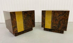 1980’s Modern Burled Cube Nightstands