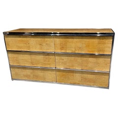 1980s Modern Burlwood Chrome Dresser in Style of Milo Baughman from Mexico