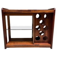 1980s Modern California Design Lou Hodges Wheeled Dry Bar with Wine Storage