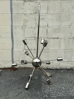 1980's Modern Chrome Atomic Age Sputnik Chandelier