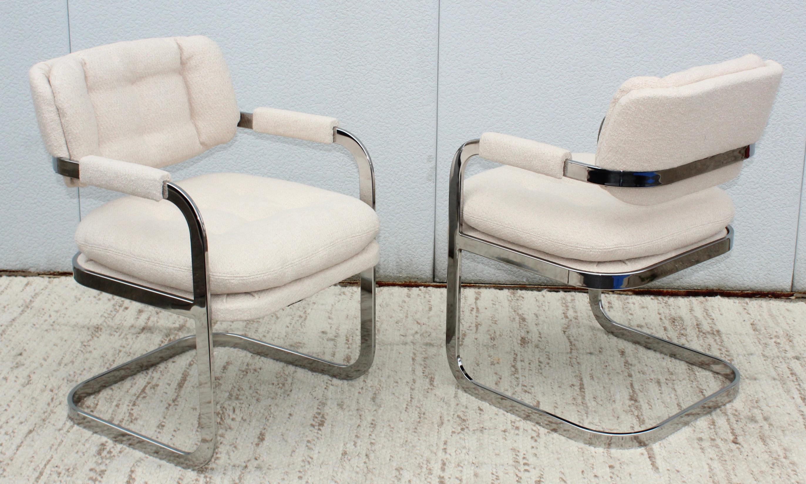 American 1980's Modern Chrome Dining Chairs by Patrician Furniture