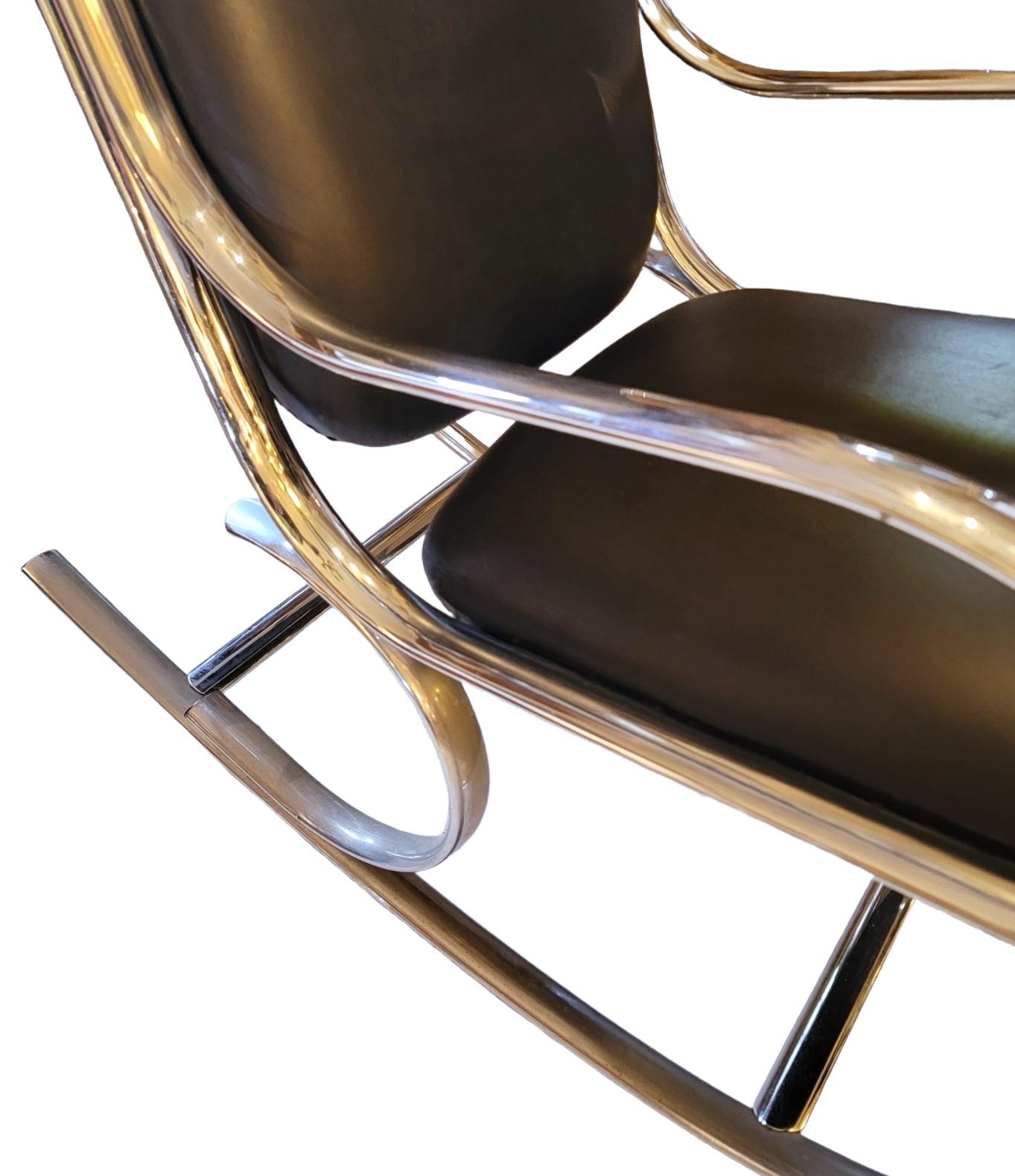 1980s Modern Chrome Thonet-Style Rocking Chair In Good Condition In Pasadena, CA