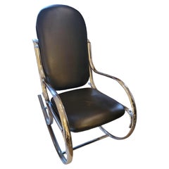 Retro 1980s Modern Chrome Thonet-Style Rocking Chair