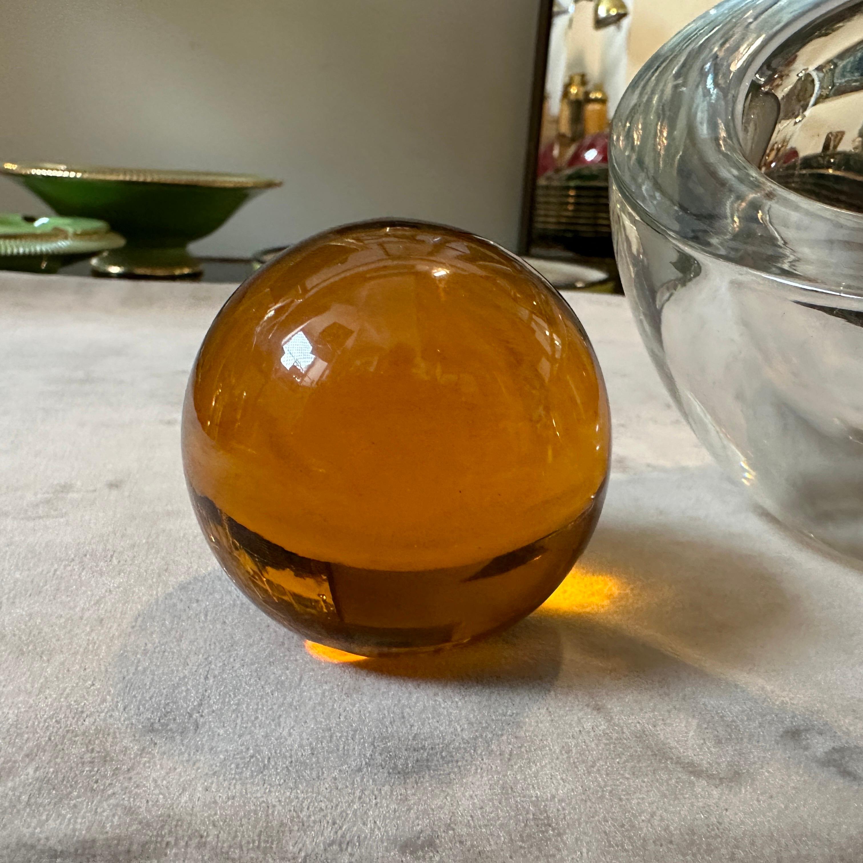 1980s Modern Clear and Brown Murano Glass Ashtray by Alfredo Barbini 1