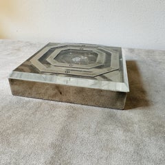 1980s Modern Clear Plexiglass and Silver Plate Italian Design Square Box