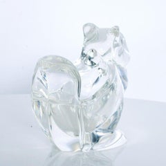 1980s Modern Crystal Glass Candy Dish Squirrel Figurine