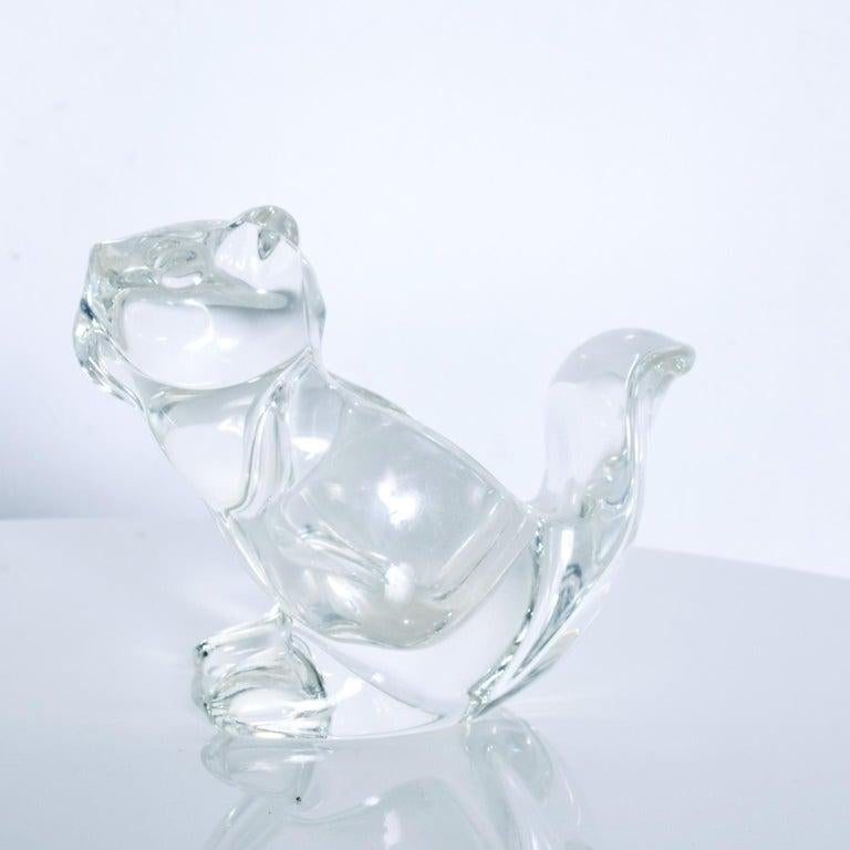 American 1980s Modern Crystal Glass Candy Dish Squirrel Figurine