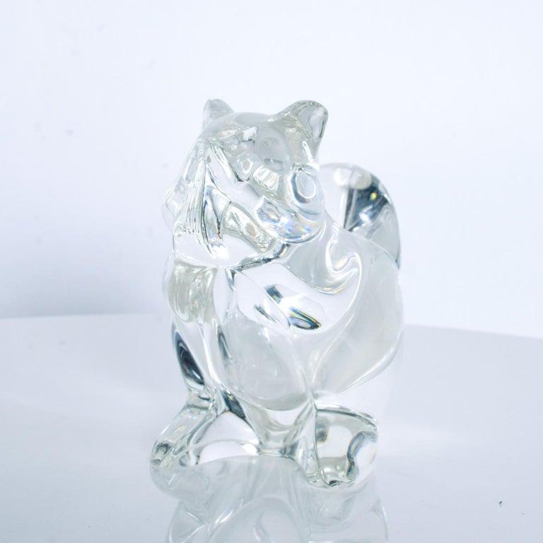 1980s Modern Crystal Glass Candy Dish Squirrel Figurine In Good Condition In Chula Vista, CA